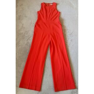 Trina Turk Women's Size 8 Wide Leg Jumpsuit Sleeveless‎ V-Neck Pockets Orange